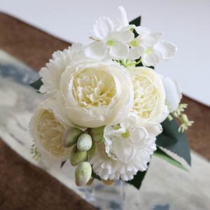 זר לבן פרחים אדמונית פרחים מלאכותיים לגינה חתונות וימי הולדת